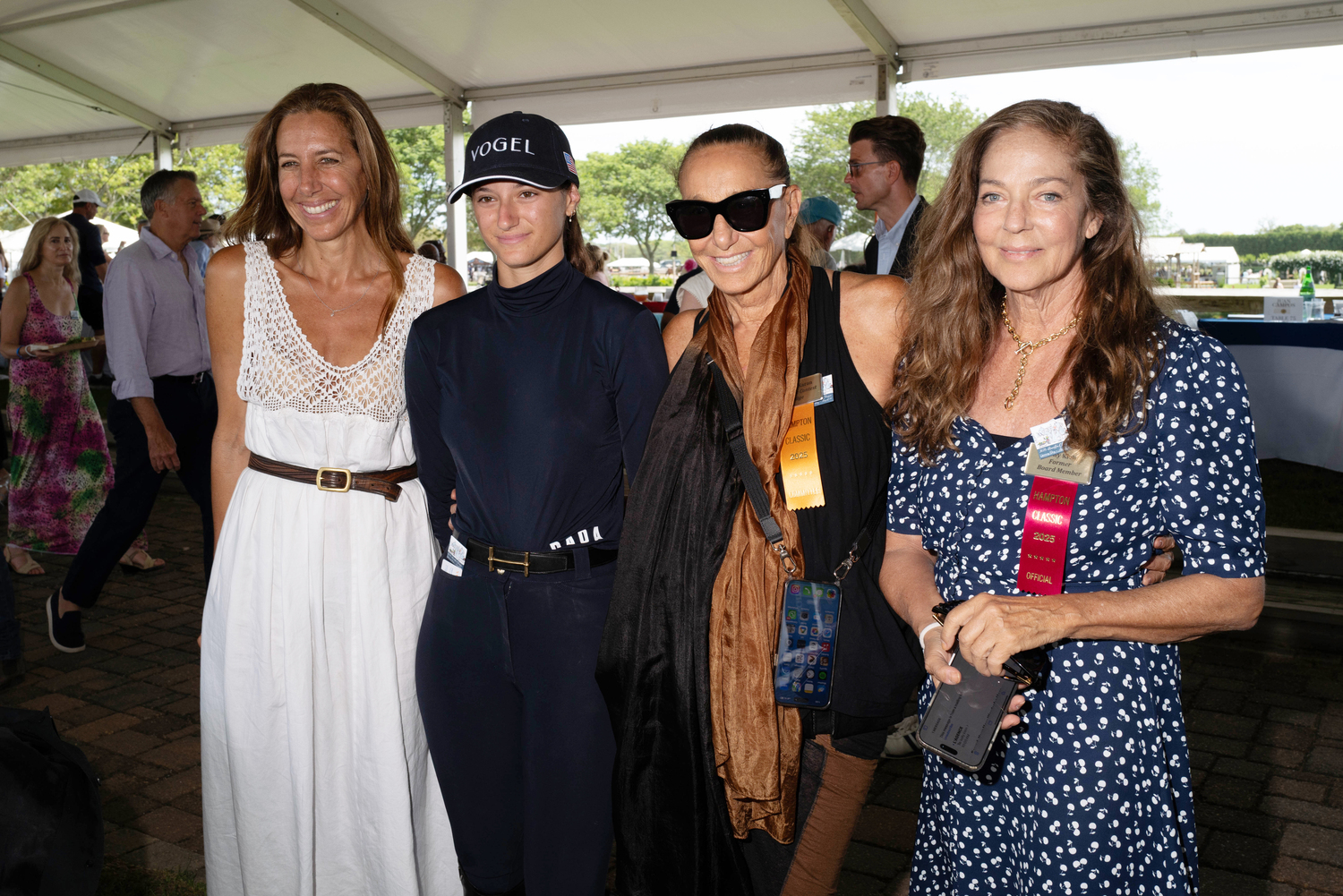 Gabby Karan De Felice, Stefania De Felice, Donna Karan and Kelly Klein attend the 2025 Hampton Classic Horse Show Sunday.   LORI HAWKINS