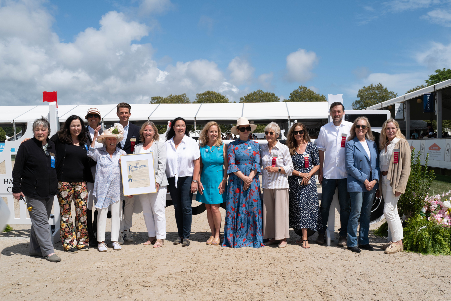 Maria Moore, Supervisor of the Town of Southampton, Councilwoman Cyndi McNamara and Town Clerk Sundy Schermeyer presented a proclamation honoring the Hampton Classic’s 50 years to Executive Director Shanette Barth Cohen and past and present board members.  LORI HAWKINS