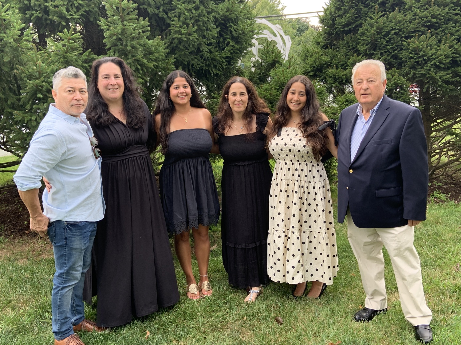 The Laggis family, from left, Mauricio Lima, Jamie Laggis, Stella Lima, Maria Laggis Lima, Ava Lima, and Gus Laggis, were honored by the Bridgehampton Museum as Community Stars on Friday. STEPHEN J. KOTZ