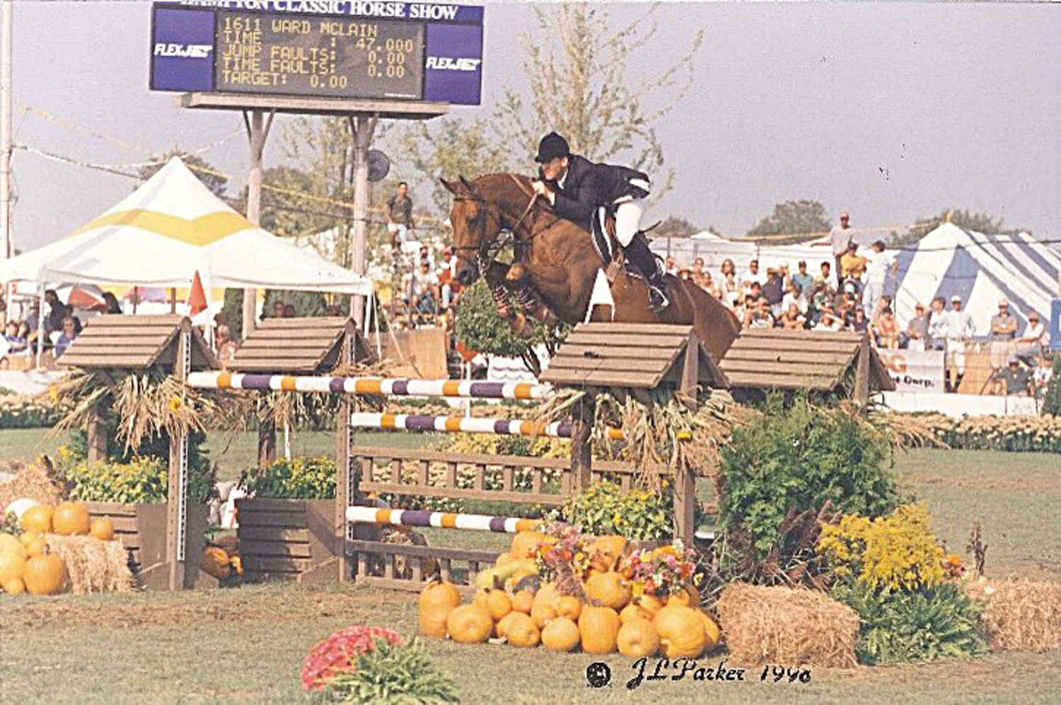 McLain  Ward winning the 1998 Hampton Classic Grand Prix on Twist du Valon.  COURTESY HAMPTON CLASSIC
