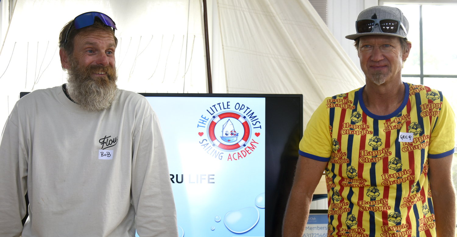 Bob MIller, left, and Greg Bertish help lead Monday's training. MICHAEL MELLA