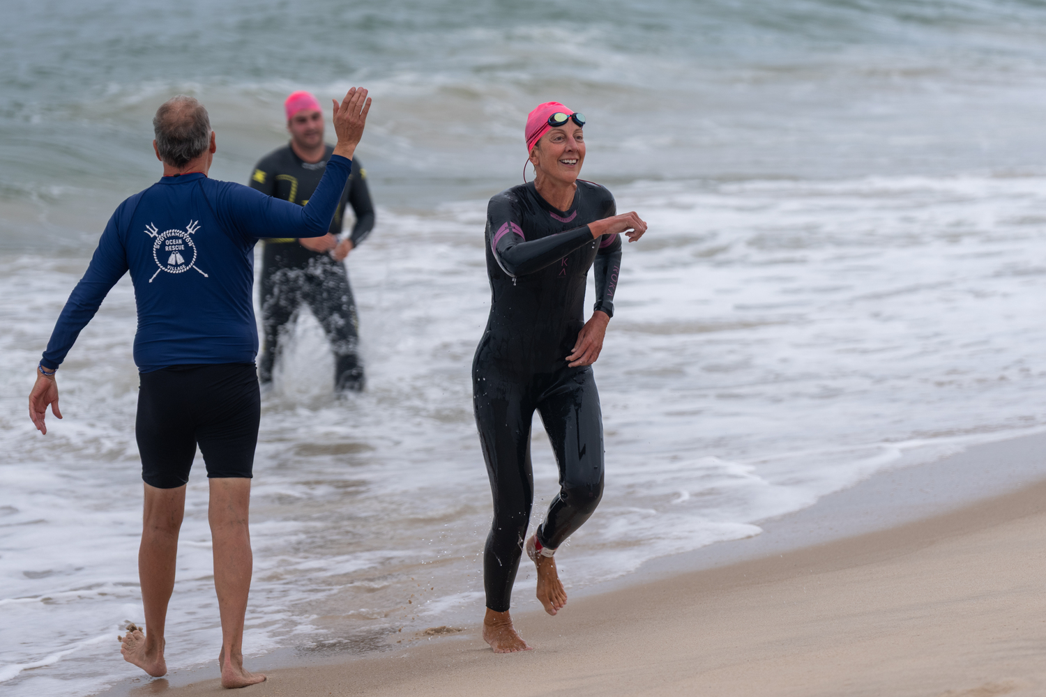 Angelika Cruz heads out of the water.  RON ESPOSITO