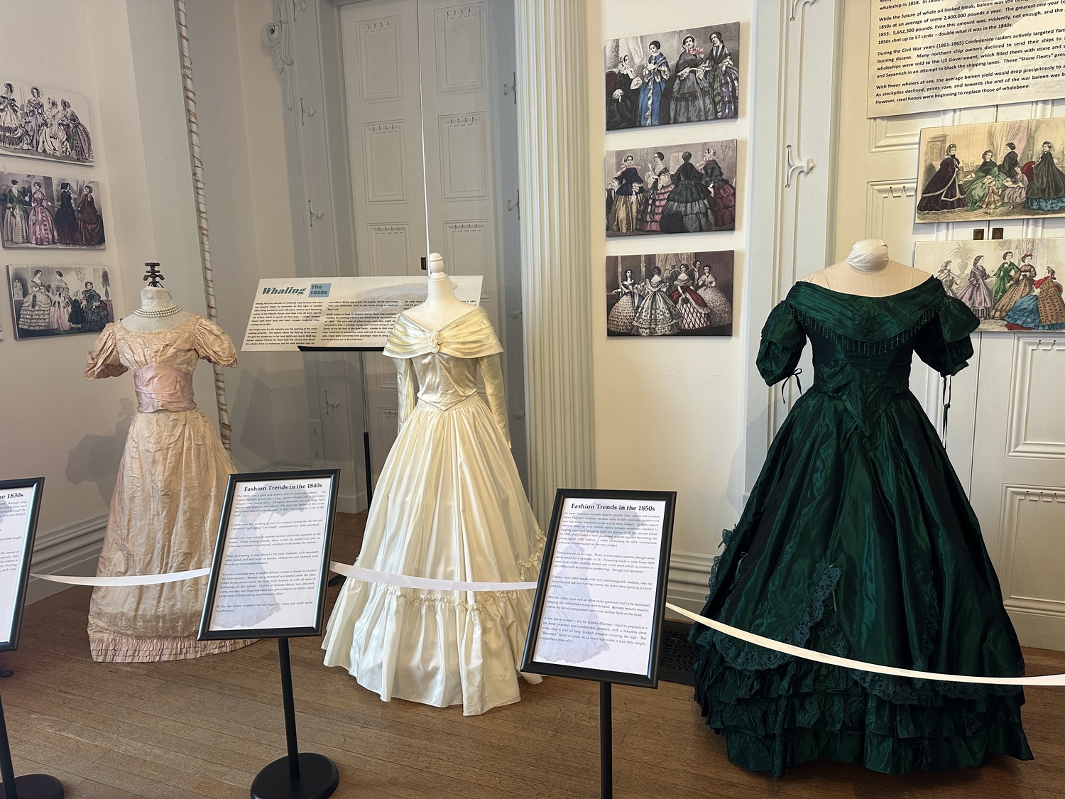 Historic dresses on display at the 