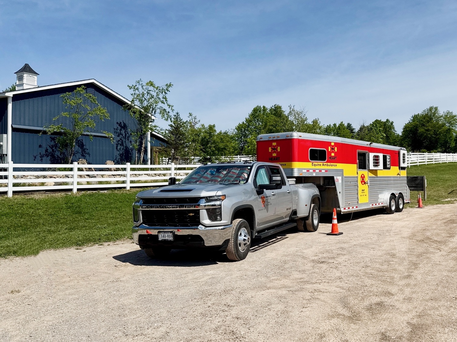 The HEART equine ambulance is on-call at horse shows like the Hampton Classic to provide rapid transport for equine athletes to hospitals in the event of an injury or serious illness. COURTESY HEART
