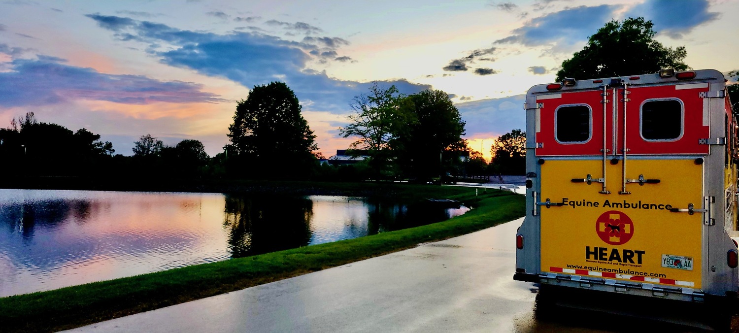 The HEART equine ambulance is on-call at horse shows like the Hampton Classic to provide rapid transport for equine athletes to hospitals in the event of an injury or serious illness. COURTESY HEART