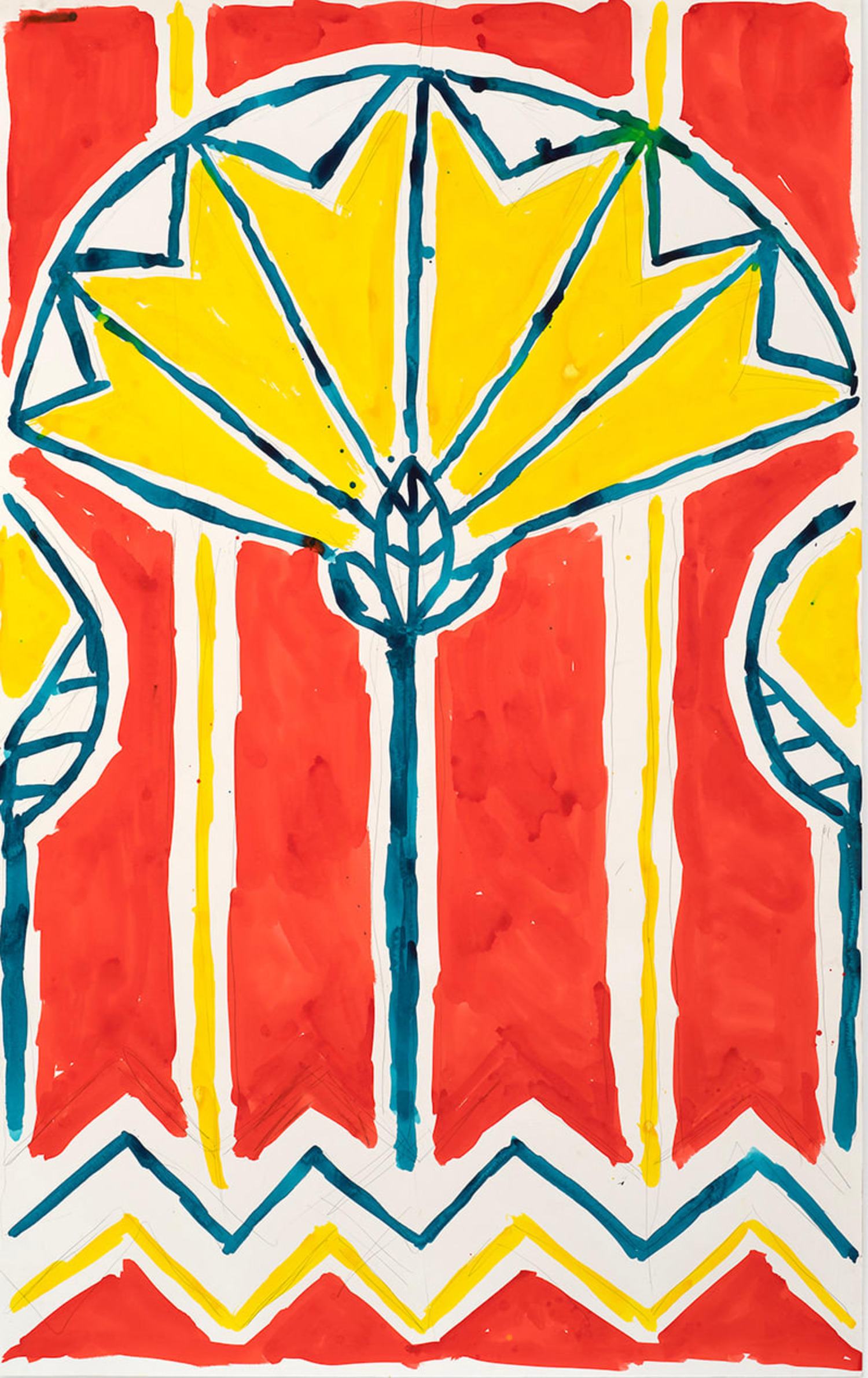 Elisabeth Kley, “Large Red Benedictus Lotus, 2020,” is on view as a part of a solo show, “Pattern is a Habit,” on view at The Drawing Room in East Hampton Village.
