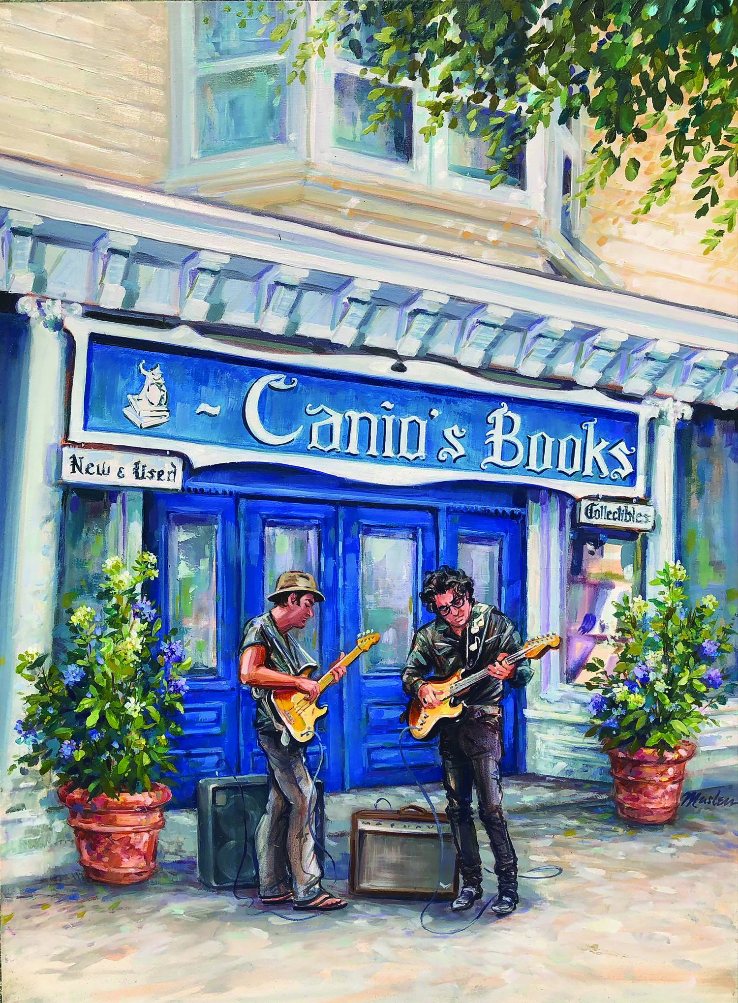 Barbara Maslen captured Jake Lear and Jameson Ellis in front of Canio’s Books before it closed in 2024.
