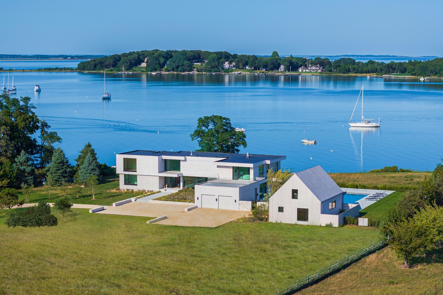 At $12.85 million, the sale of 1 Pandion Road is one of the highest prices ever achieved on Shelter Island. COURTESY HEDGEROW EXCLUSIVE PROPERTIES
