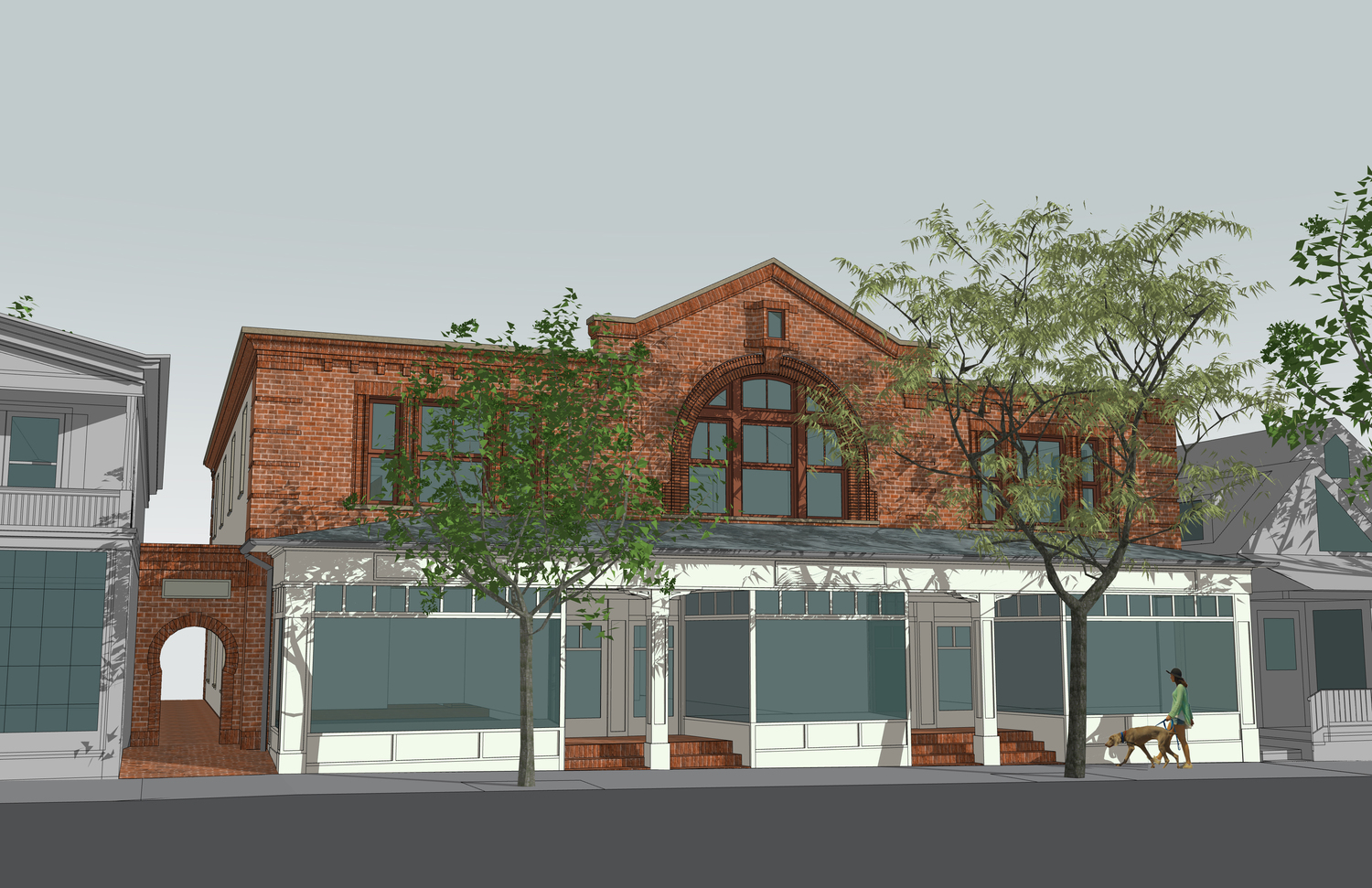 Updated renderings of the plans for Jobs Lane Court, which was approved by a 4-1 vote by the Southampton Village ARB on September 22. COURTESY SIAMAK SAMII