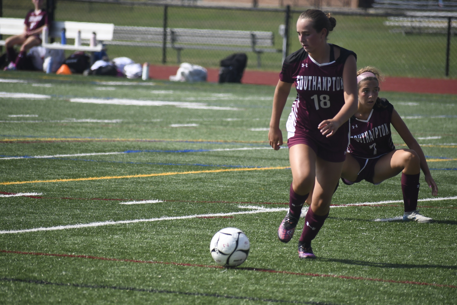 Sophomore Kylee Liebnitzky corrals a loose ball in the Mariner's defensive third.  DREW BUDD