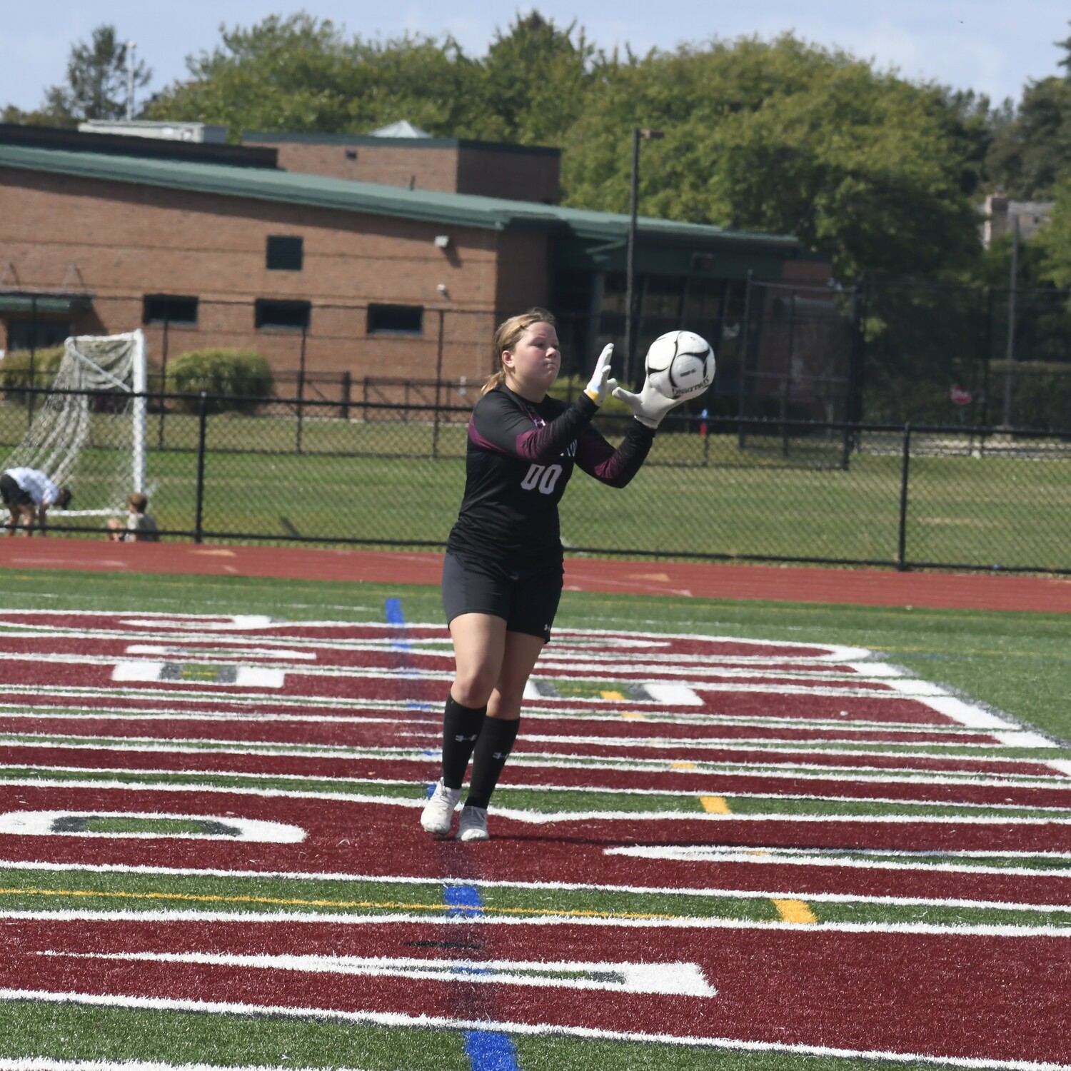 Southampton sophomore Natalie Glanz made 13 saves on Saturday against Sayville.  DREW BUDD