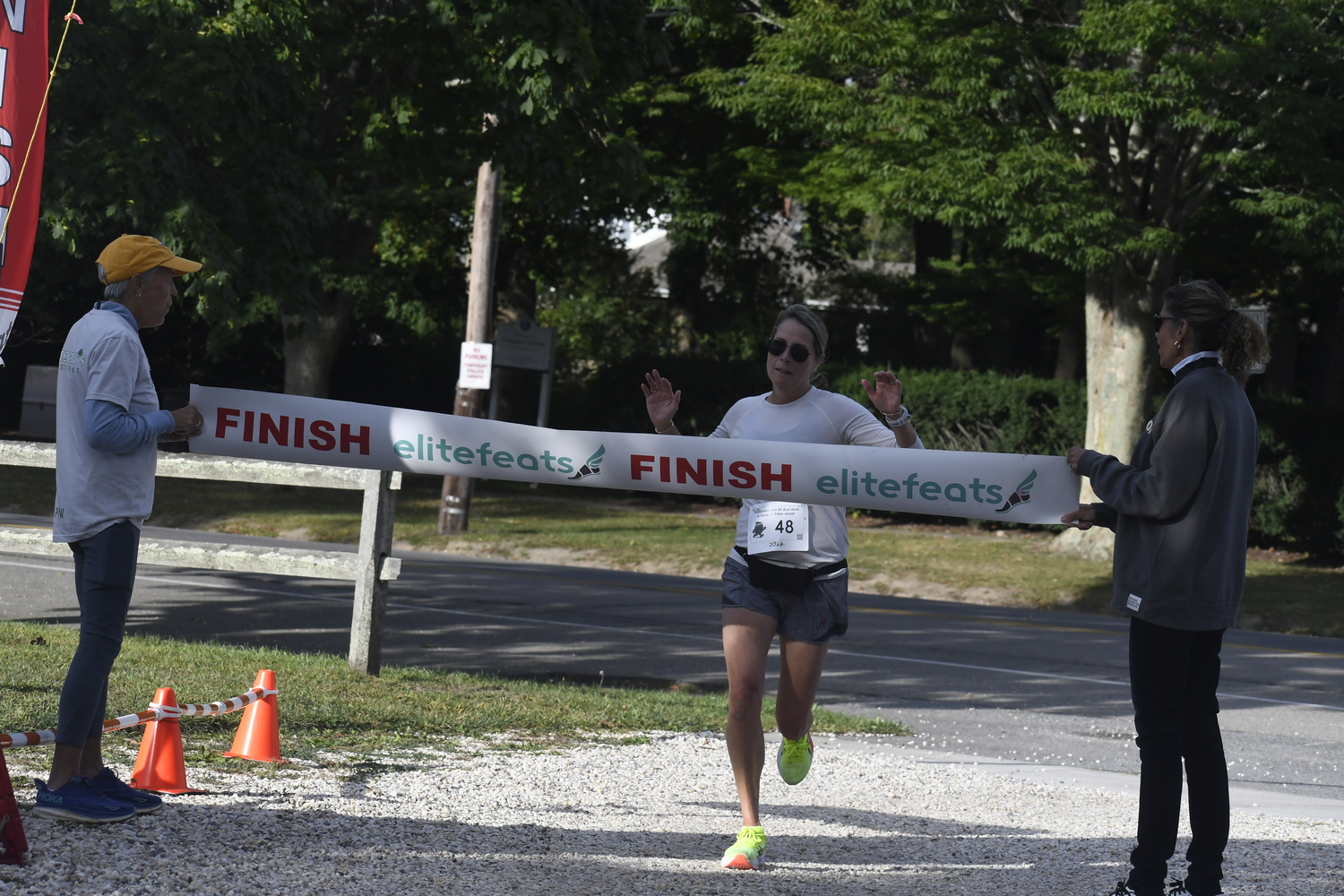 Julie Tucker of Hampton Bays was the female champion of Sunday's race.  DREW BUDD
