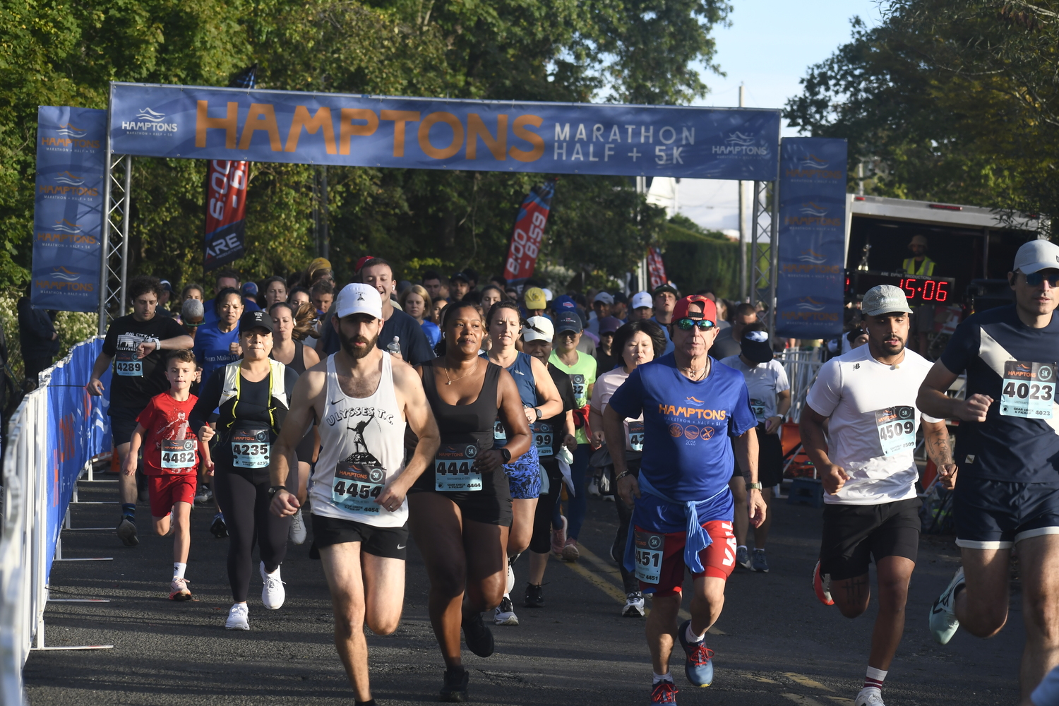 Runners at the start of the Hamptons Marathon 5K on Saturday morning.  DREW BUDD