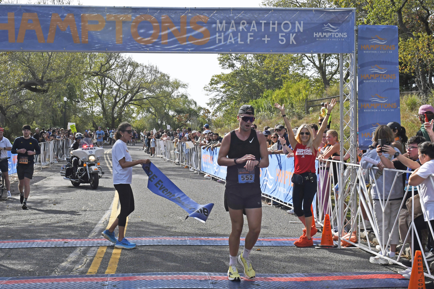 Matthew Rapp of New York City won the Hamptons Marathon on Saturday.  DREW BUDD