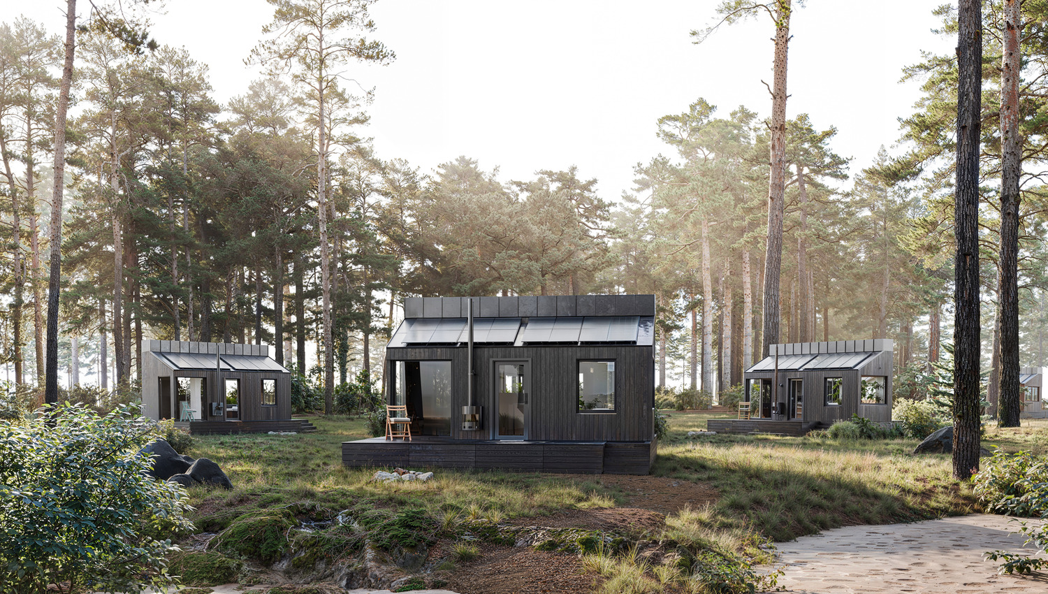 Examples of the prefabricated accessory dwelling units Plinthe-Labs has proposed for Sag Harbor. COURTESY PLINTH-LABS