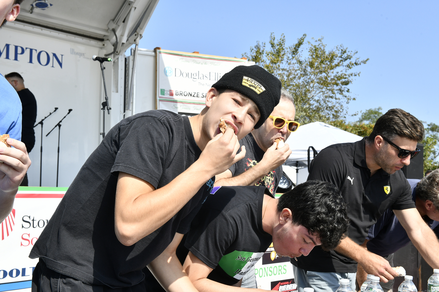 Daniel Pimenta of Hampton Bays during the cannoli eating contest on Saturday.