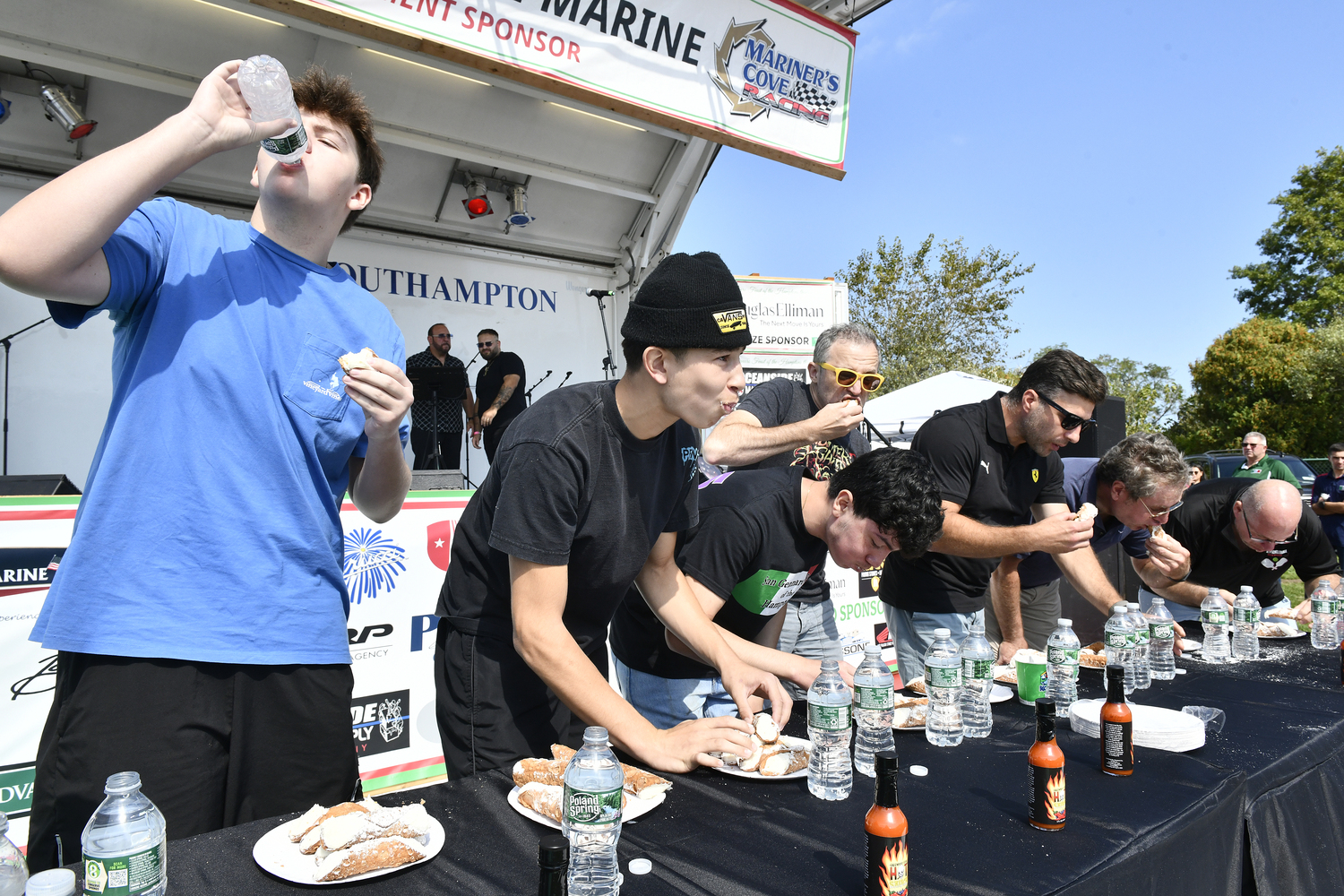 The cannoli eating contest at the San Gennaro Feast of the Hamptons on Saturday.