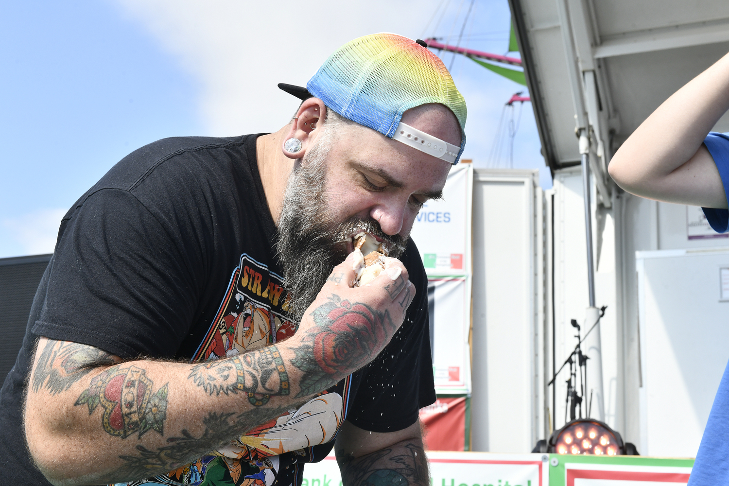 Jimmy Purificato was the winner of the cannoli eating contest at the San Gennaro Feast of the Hamptons on Saturday.