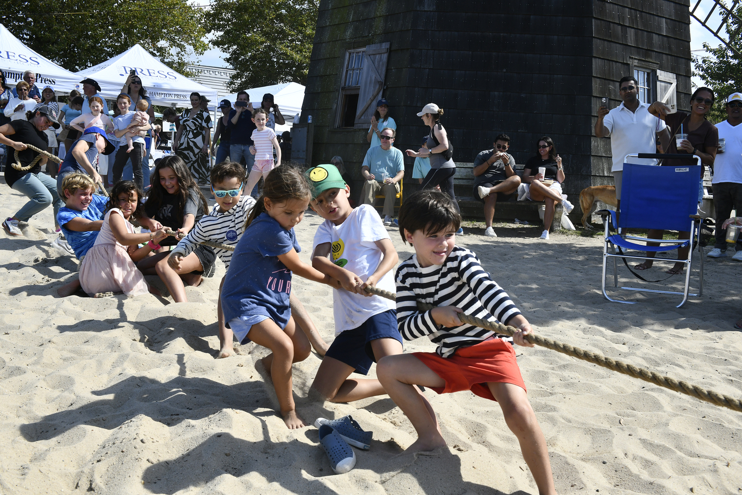 the kids tug of war on Windmill Beach on Sunday.  DANA SHAW