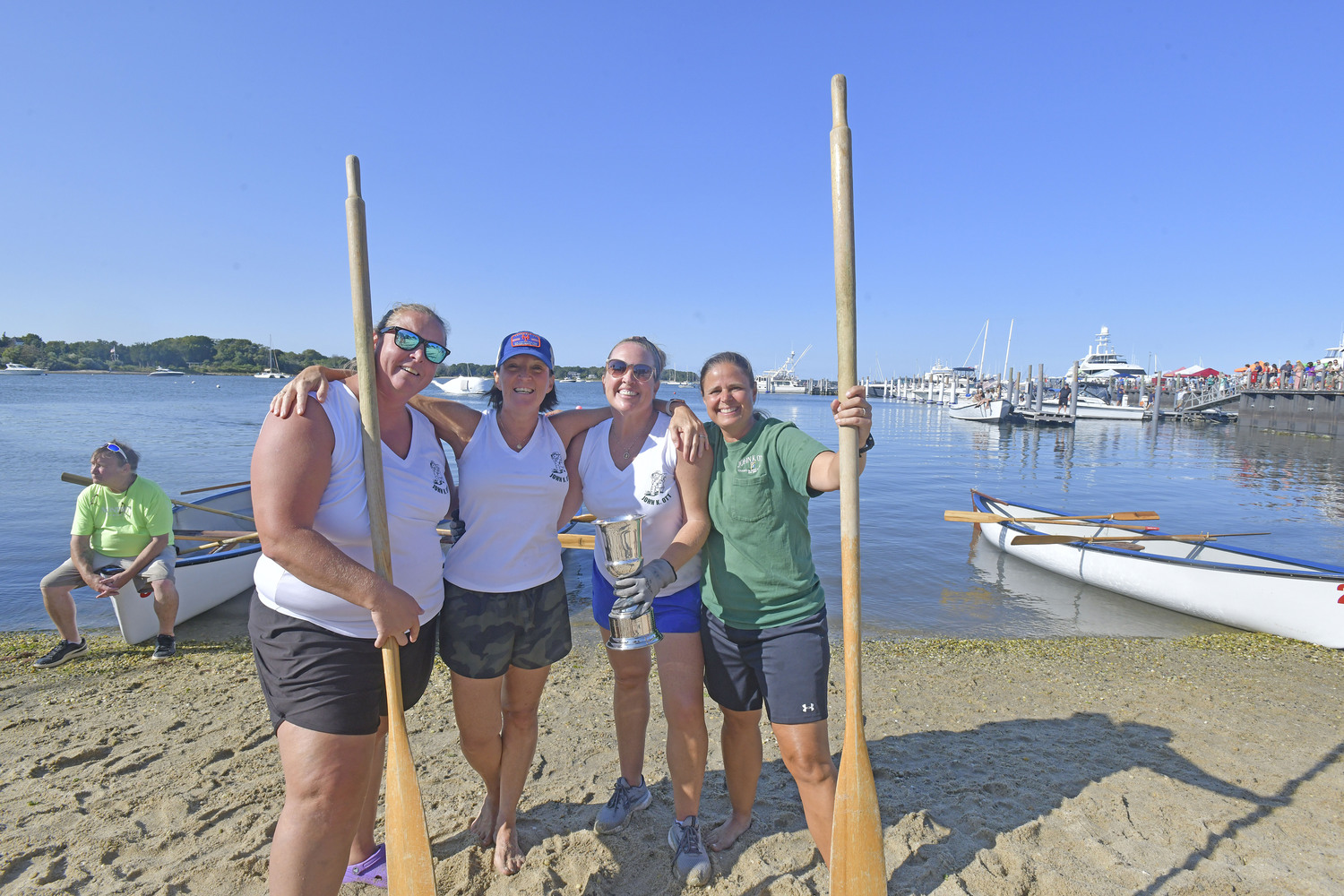 The John K. Ott 2024 women's whaleboat team after their victory.  DANA SHAW