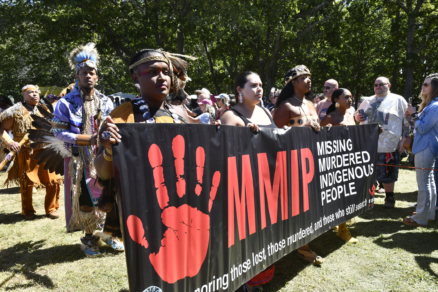 Honoring the Missing Murdered Indigenous People during the grand entry of the 79th annual Shinnecock Powwow on Saturday afternoon.
