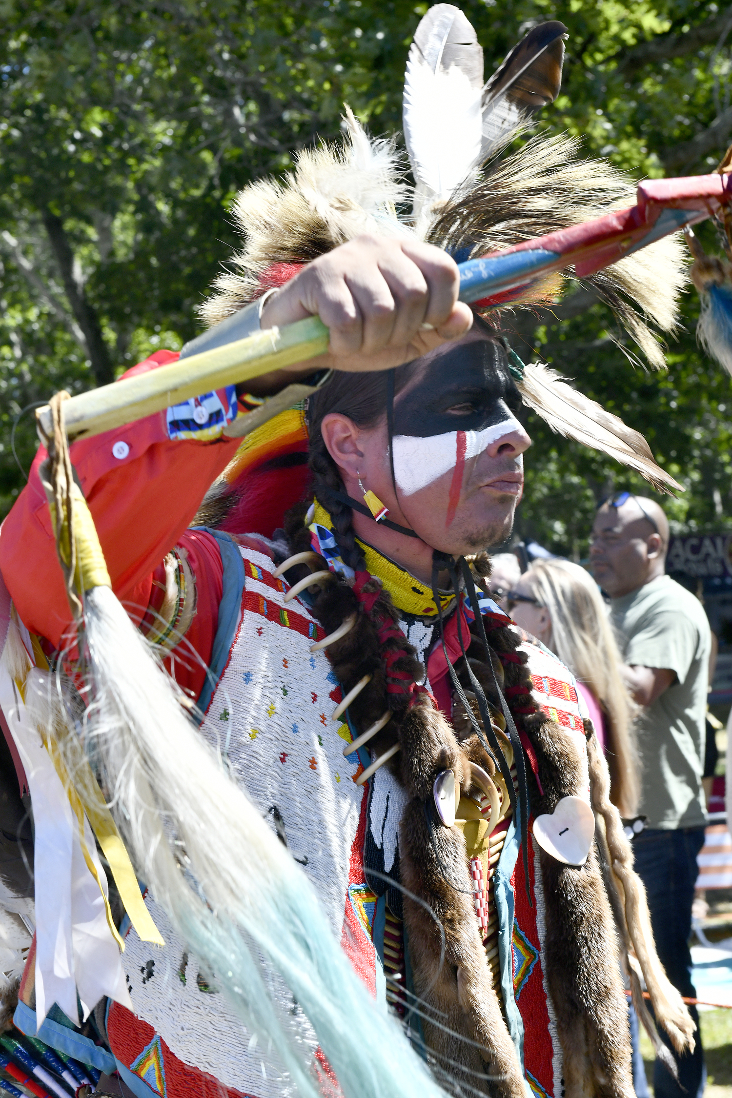 The grand entry during the 79th Shinnecock Powwow on Saturday.