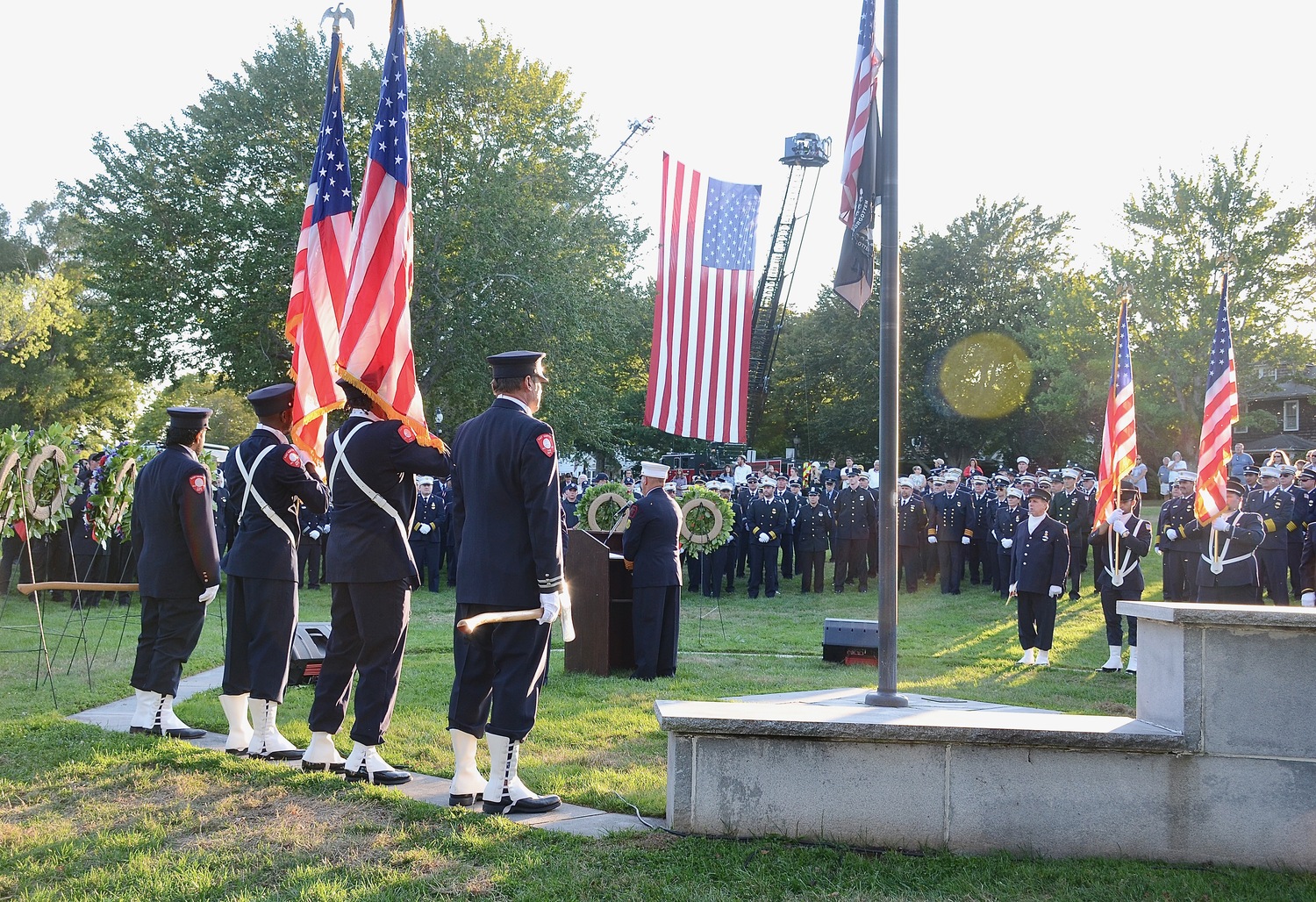 The memorial service hosted by the East Hampton Town Fire Chiefs Association at Hook Mill on Thursday.