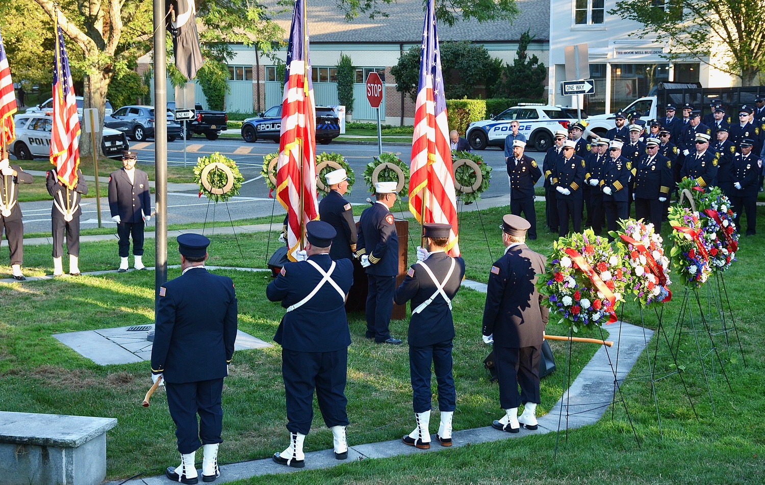 The memorial service hosted by the East Hampton Town Fire Chiefs Association at Hook Mill on Thursday.