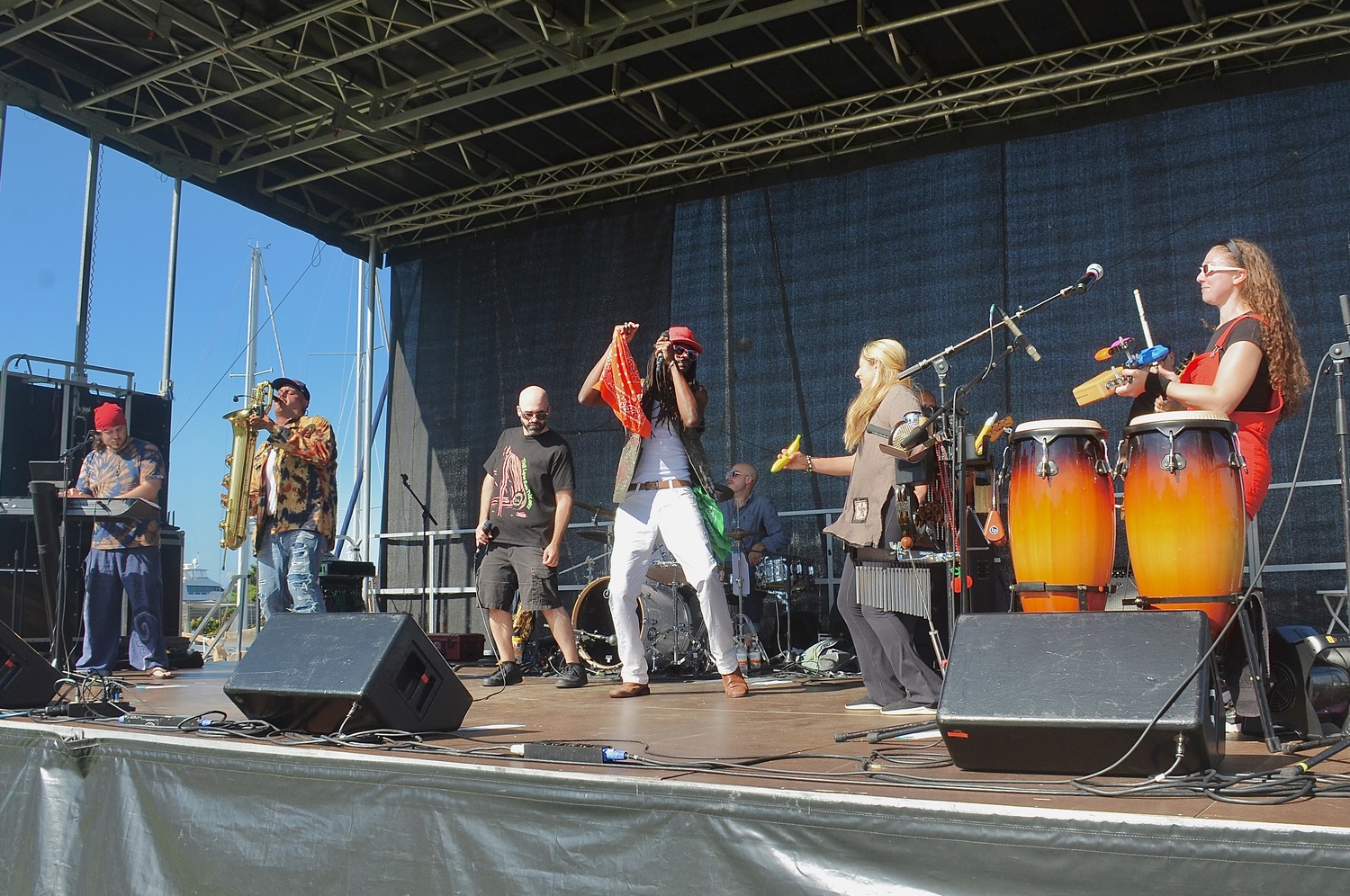 Aqua Cherry performs in Marine Park on Sunday.  KYRIL BROMLEY
