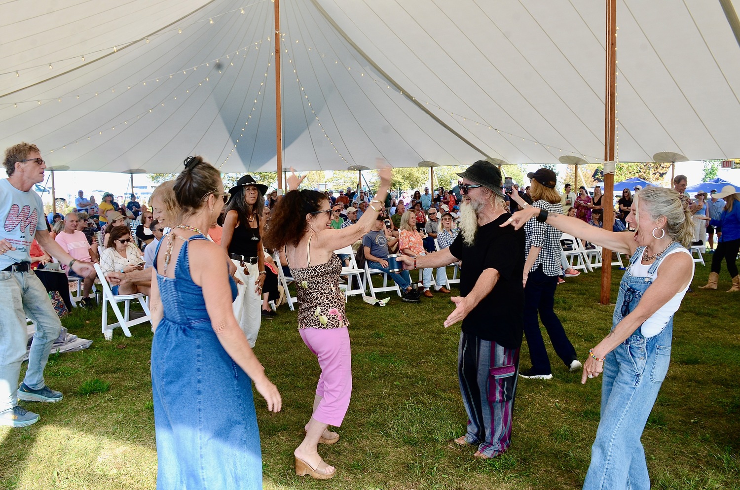 The crowd dances to  Friday Night Traditional in Steinbeck Park on Sunday afternoon.  KYRIL BROMLEY