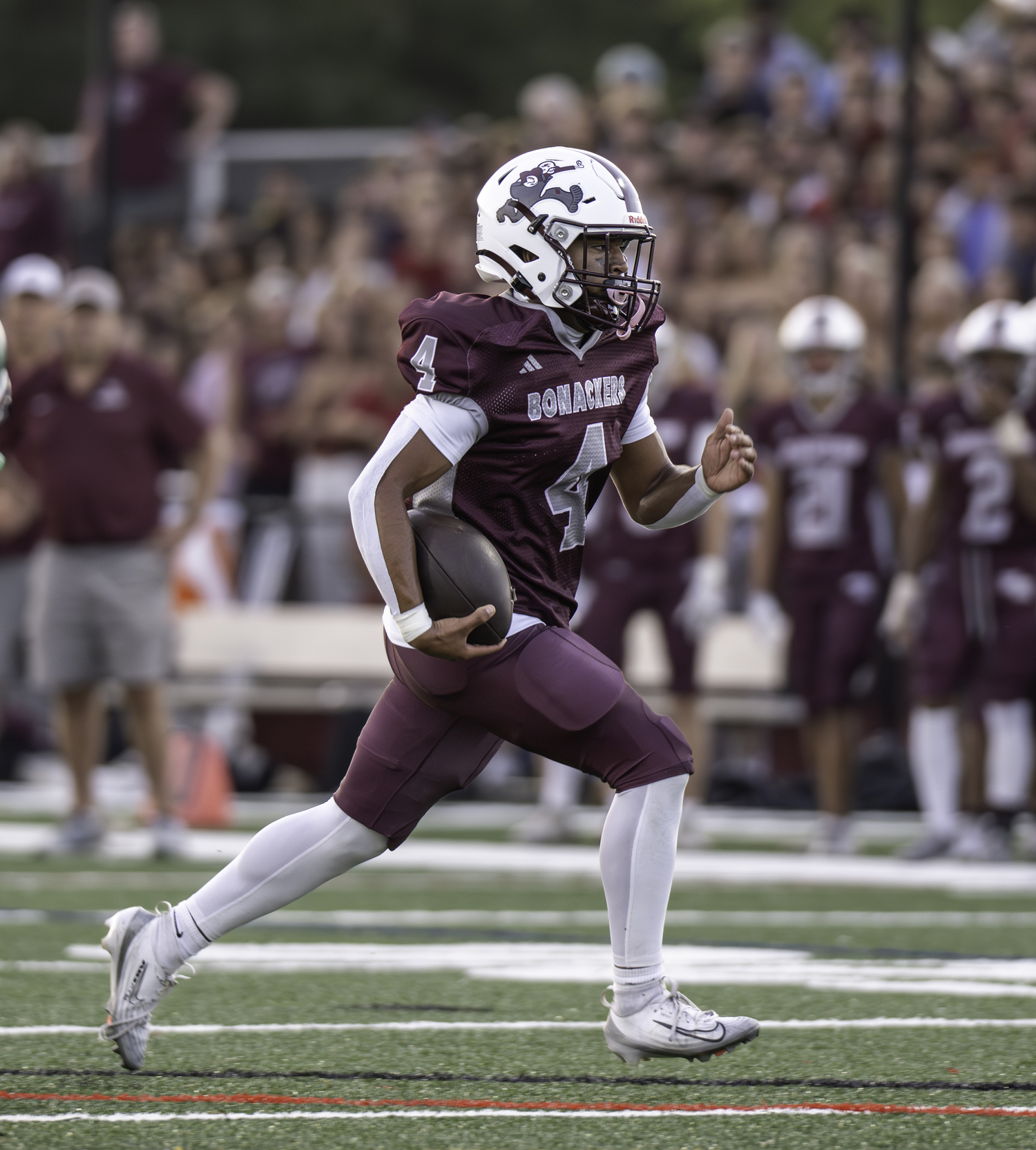 Bridgehampton senior Alex Davis has a lot of room to run in finding his first of three touchdowns on the night. MARIANNE BARNETT
