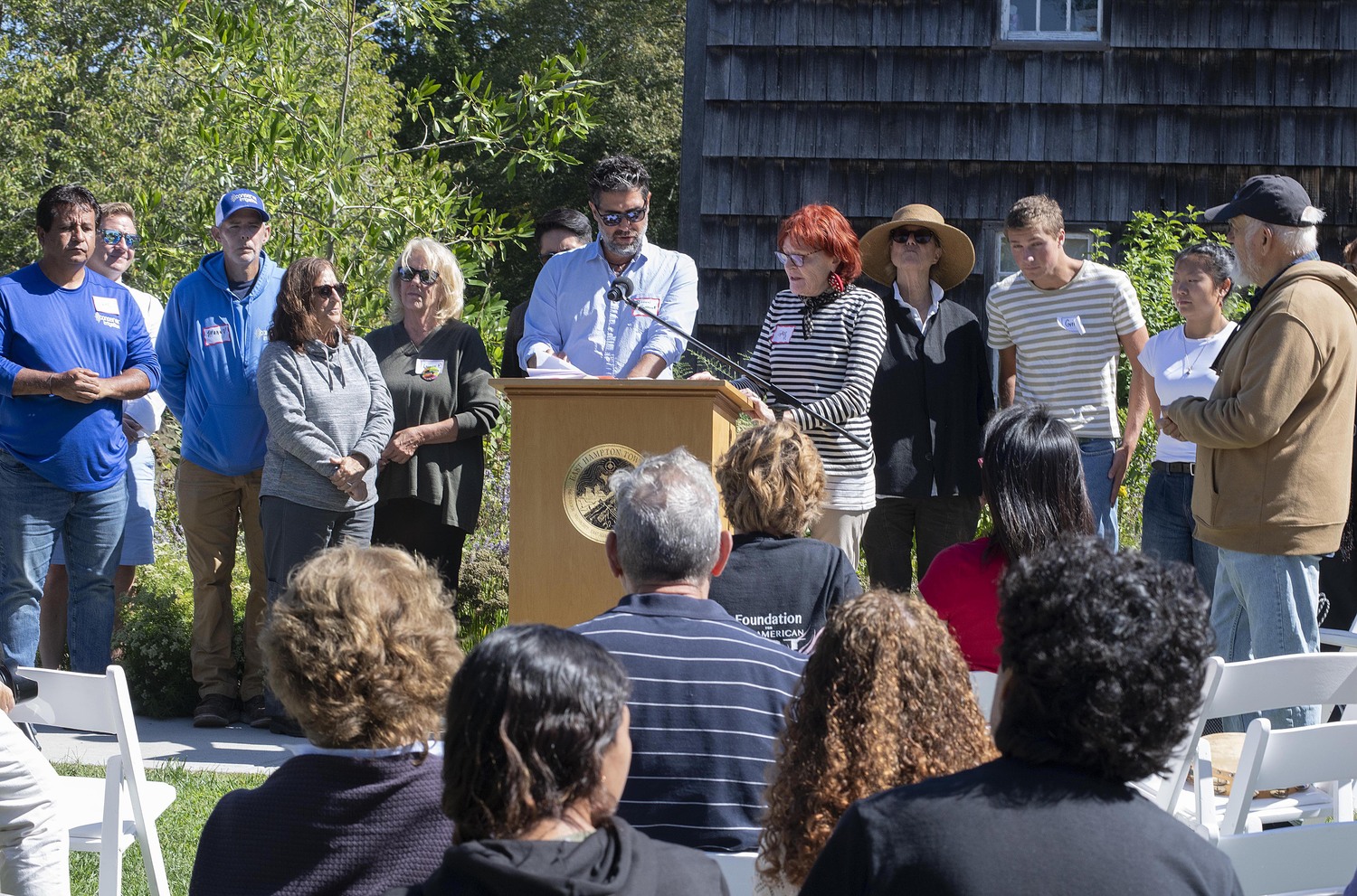 On Saturday here were speeches, awards, music, poetry, and a tour at the ChangeHampton Community Pollinator Garden at East Hampton Town Hall on Pantigo Road.   DOUG KUNTZ