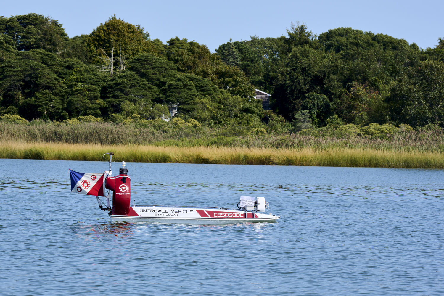 The USV Data Xplorer autonomously sampling the waters of Shinnecock Bay. FELIX KUNZE