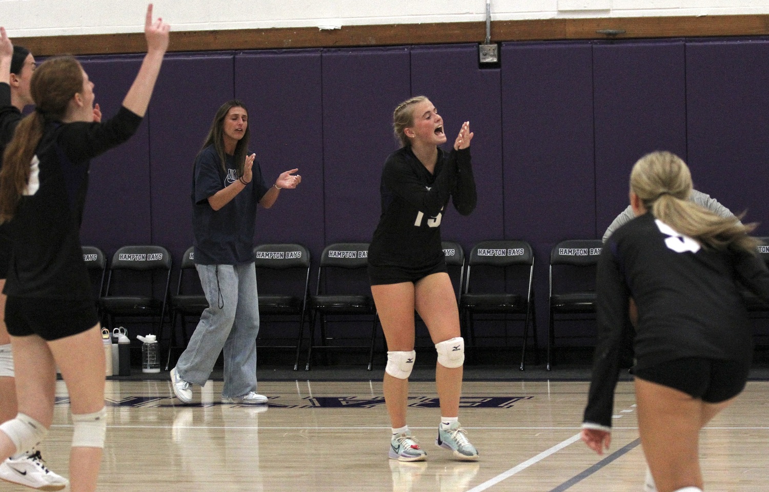 Senior outside hitter Taylor Meyers celebraetes a point. DESIRÉE KEEGAN