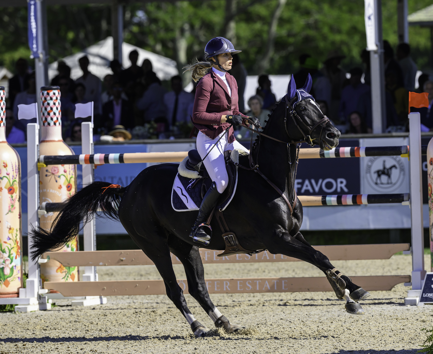 Jessica Mendoza trying to steady after the water jump and on to the second clear.  MARIANNE BARNETT