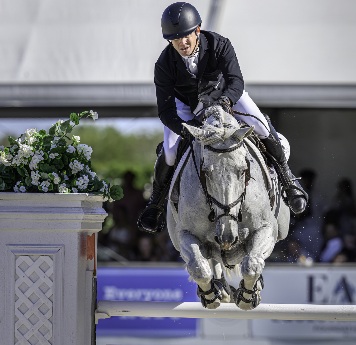 Shane Sweetnam finished third in the Grand Prix jump-off on James Kann Cruz.  MARIANNE BARNETT