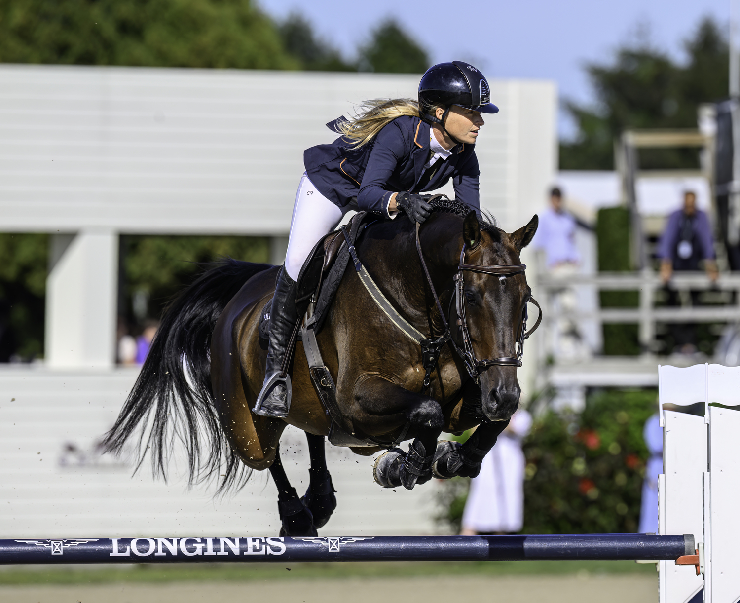 Kristen Vanderveen gets over the starting fence in the jump-off.  MARIANNE BARNETT