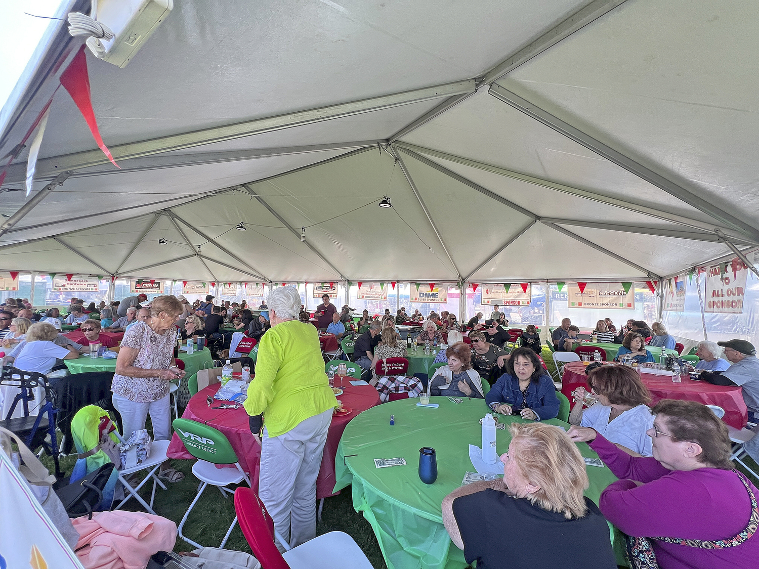 Under the tent at the San Gennaro Fest of the Hamptons on Saturday.