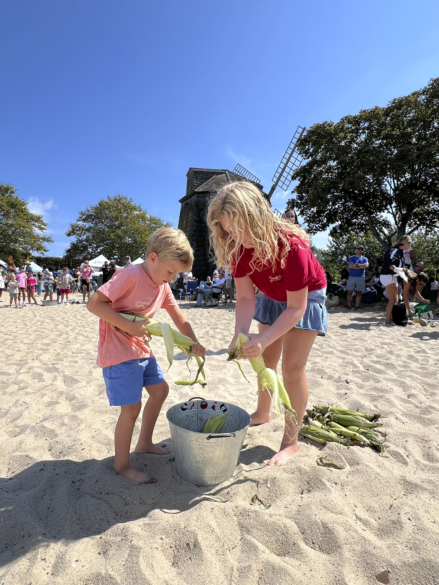 the kids corn shucking contest on Sunday.  DANA SHAW