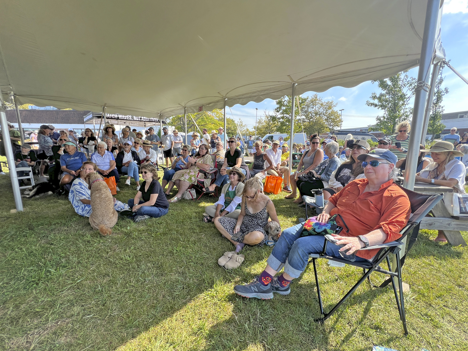The crowd enjoys the music in Steinbeck Park on Sunday.  DANA SHAW