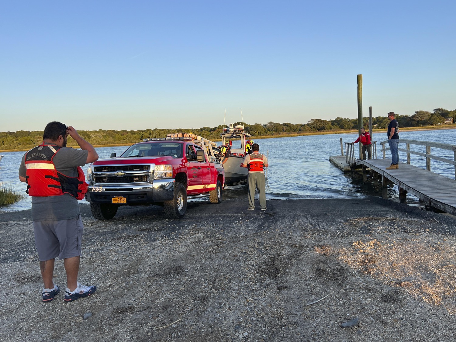 The Southampton Fire Department Water Rescue Team  prepares for a drill on September 23.  DANA SHAW