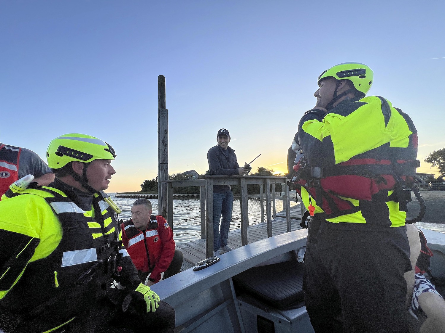 The Southampton Fire Department Water Rescue Team prepares for a drill on September 23.  DANA SHAW