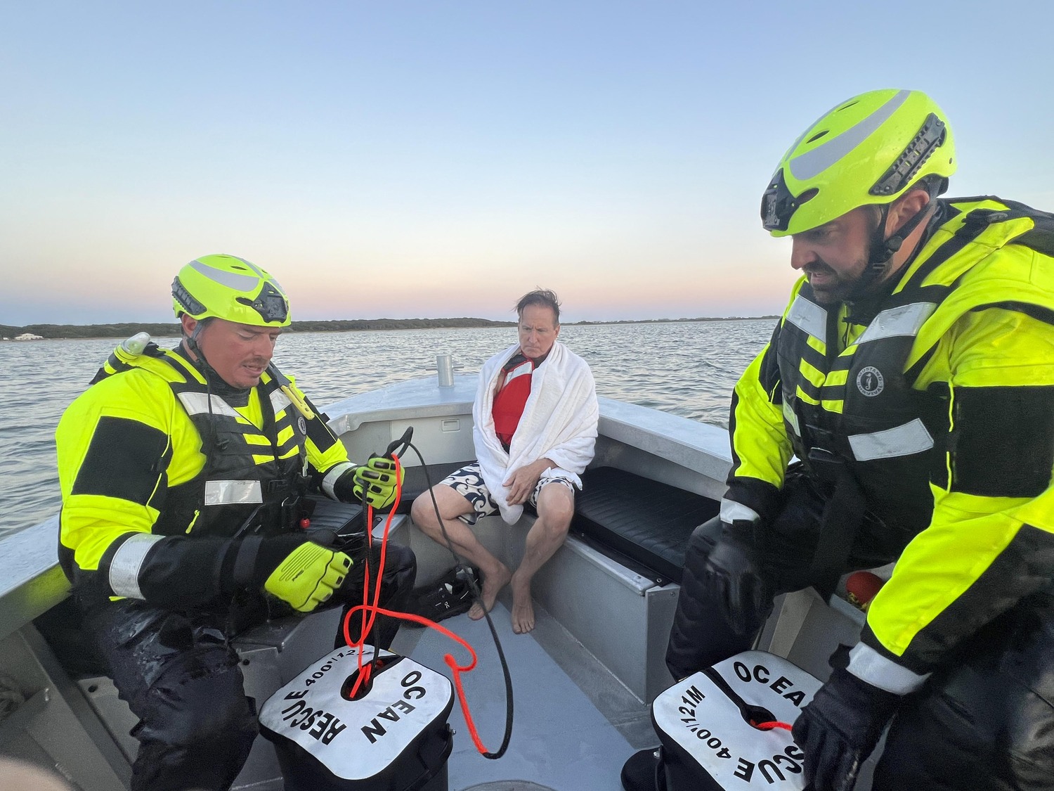 Alfred Callahan , Bill Manger and Graham Fynes during a drill on September 23.  DANA SHAW