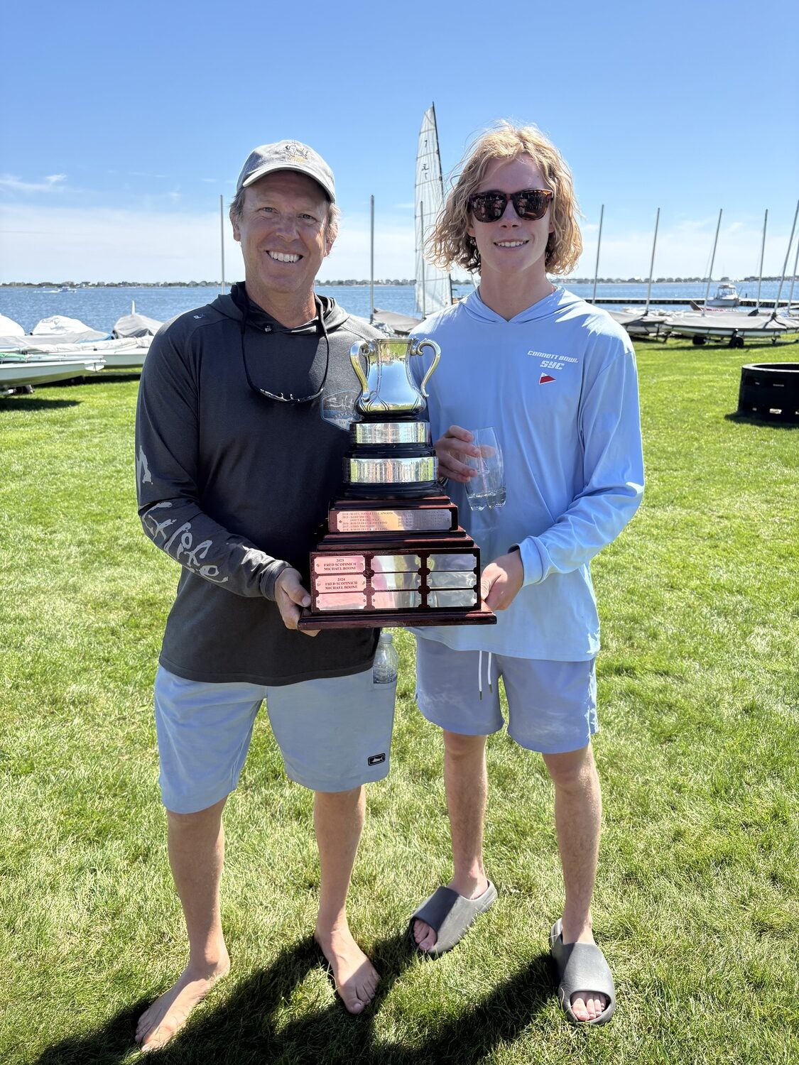 Mike Nelson and Jayden Krauer-Nelson won the SS Class Championship and will have their names engraved on the three-handled mug.  COURTESY IAN CONNETT