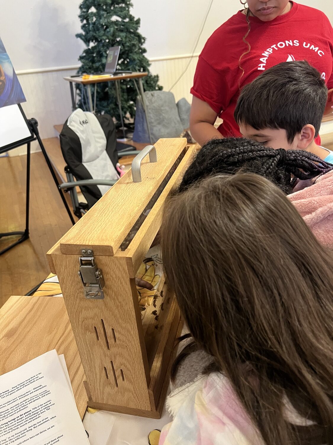 Lisa Daffy presents on bees to summer camp children at Hamptons United Methodist Church. JOANNE UTLEY