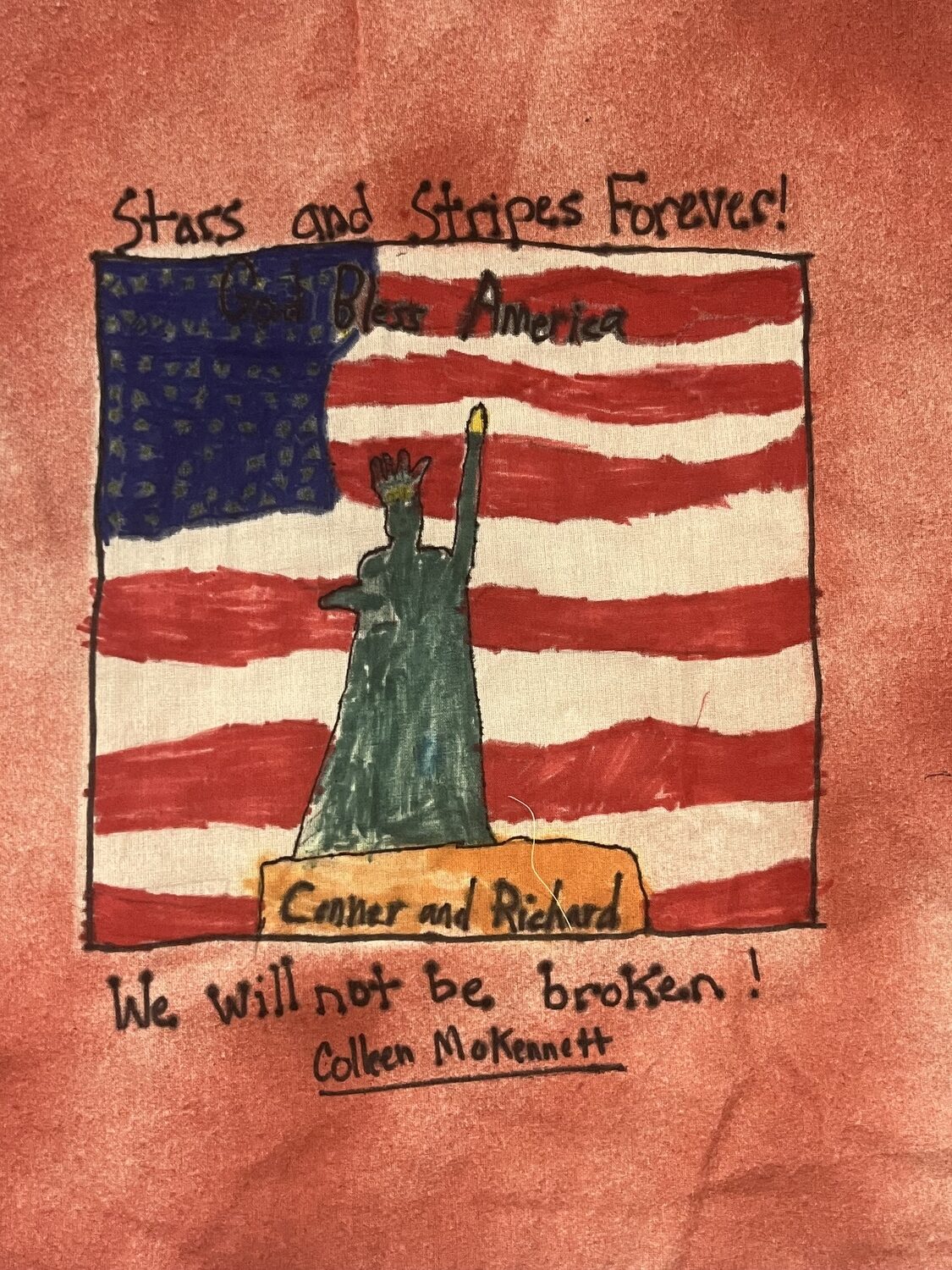 Quilts with squares handmade by Quogue School students in the aftermath of the September 11 attacks in 2001 are currently on display at the Quogue Firehouse. COURTESY QUOGUE VILLAGE FD