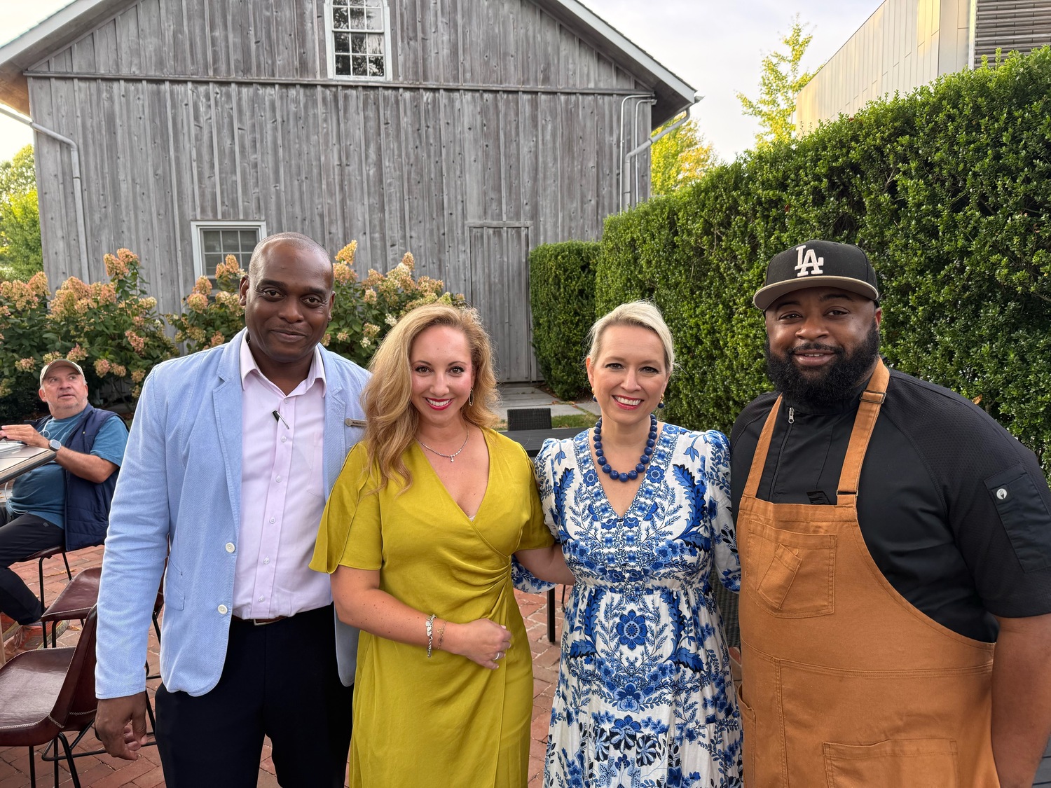 DUNE General Manager Keino Morris, with Director of Public Relations Dana Berry, Commercial Director Viktoria Riley and Executive Chef Lester Dean and the Topping Rose House in Bridgehampton, where the Ocean Club, Four Seasons Resort, Bahamas, held a pop-up event in late August.