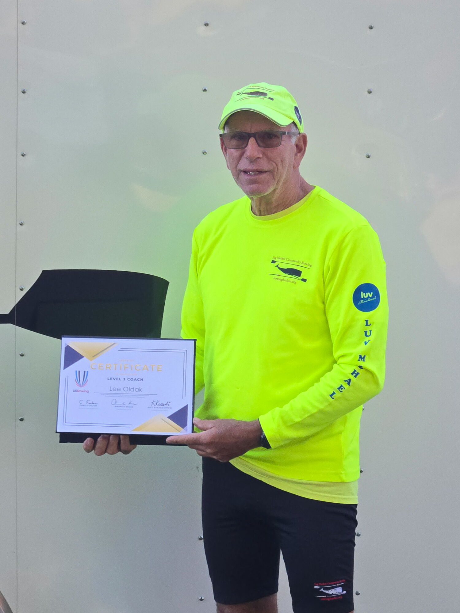 Lee Oldak with his new USRowing diploma.  COURTESY LEE OLDAK