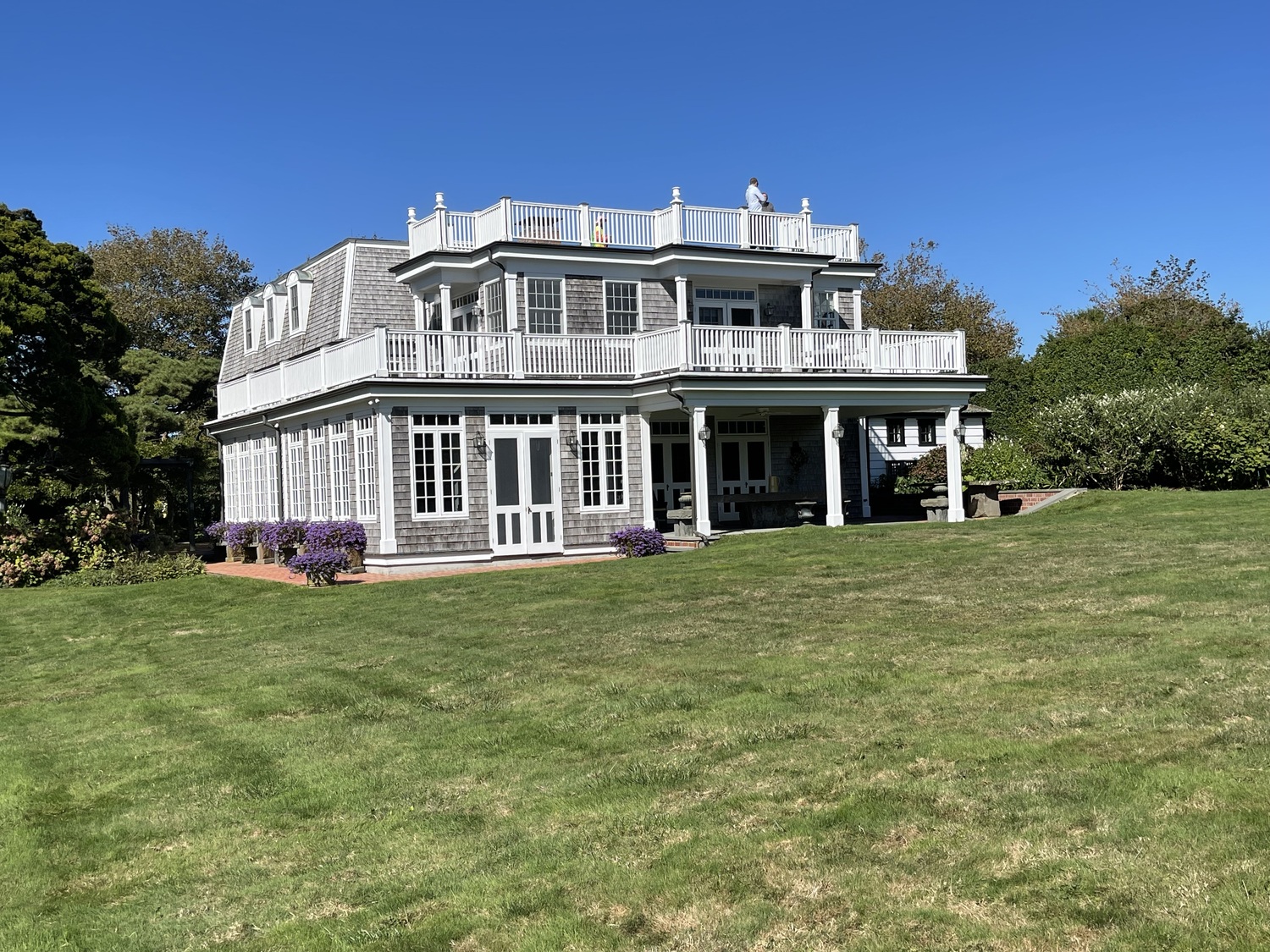 Formerly belonging to the Meadow Beach estate, the historic home at 50 Gin Lane was once a carriage house, later bought by Dorothy and Roy Lichtenstein in 1970. Today, it has ocean views, sweeping windows and a separate art studio. ANNE SURCHIN