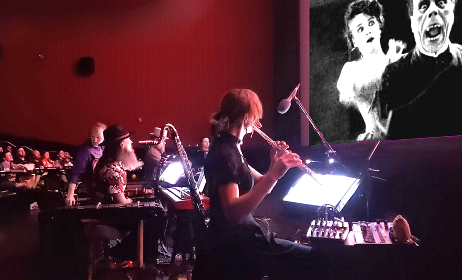 Invincible Czars performing in Brooklyn to a screening of the 1925 silent film 